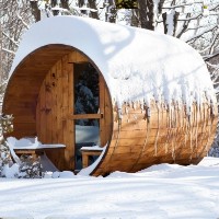 8' Six Person Western Red Cedar Outdoor Barrel Sauna w/ Sauna Heater